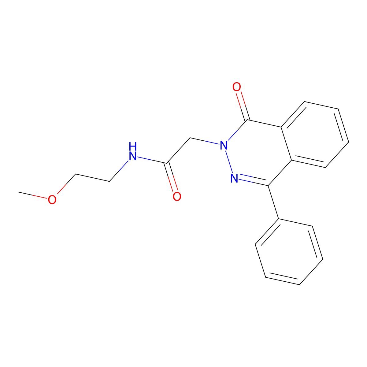 N-(2-methoxyethyl)-2-(1-oxo-4-phenylphthalazin-2(1H)-yl)acetamide molecular structure, CAS 684234-71-7