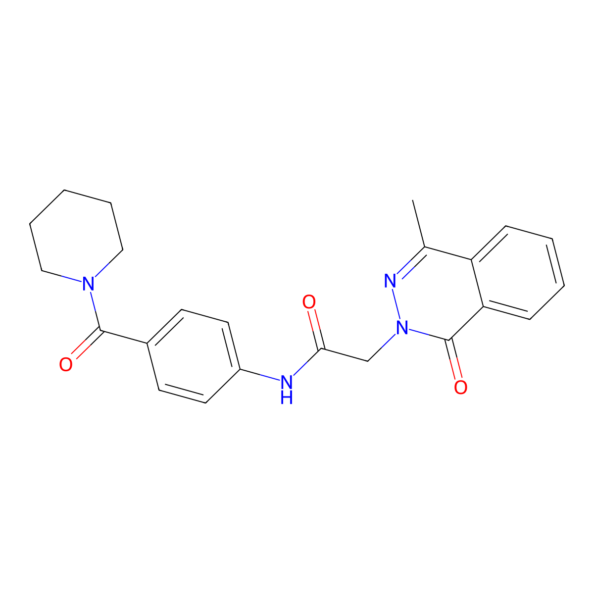 2-(4-methyl-1-oxophthalazin-2-yl)-N-[4-(piperidine-1-carbonyl)phenyl]acetamide molecular structure, CAS 684234-89-7