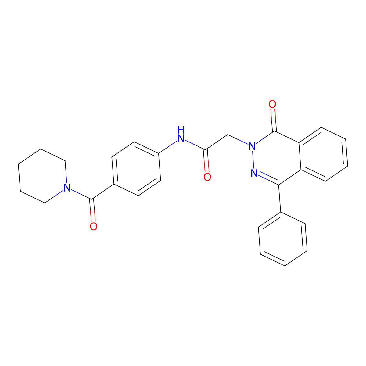 2-(1-oxo-4-phenylphthalazin-2-yl)-N-[4-(piperidine-1-carbonyl)phenyl]acetamide molecular structure, CAS 684234-93-3
