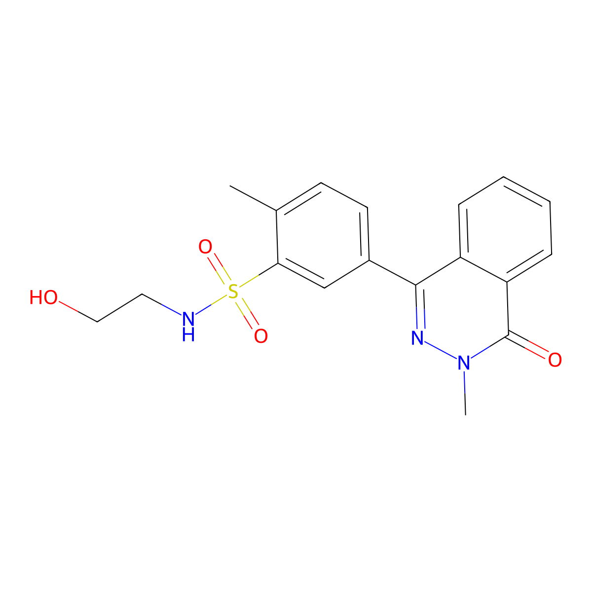 N-(2-hydroxyethyl)-2-methyl-5-(3-methyl-4-oxophthalazin-1-yl)benzenesulfonamide molecular structure, CAS 684235-01-6