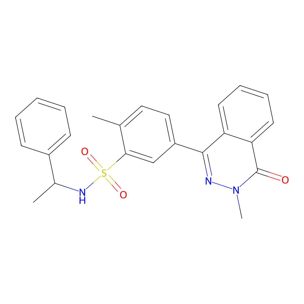 2-methyl-5-(3-methyl-4-oxophthalazin-1-yl)-N-(1-phenylethyl)benzenesulfonamide molecular structure, CAS 684235-09-4