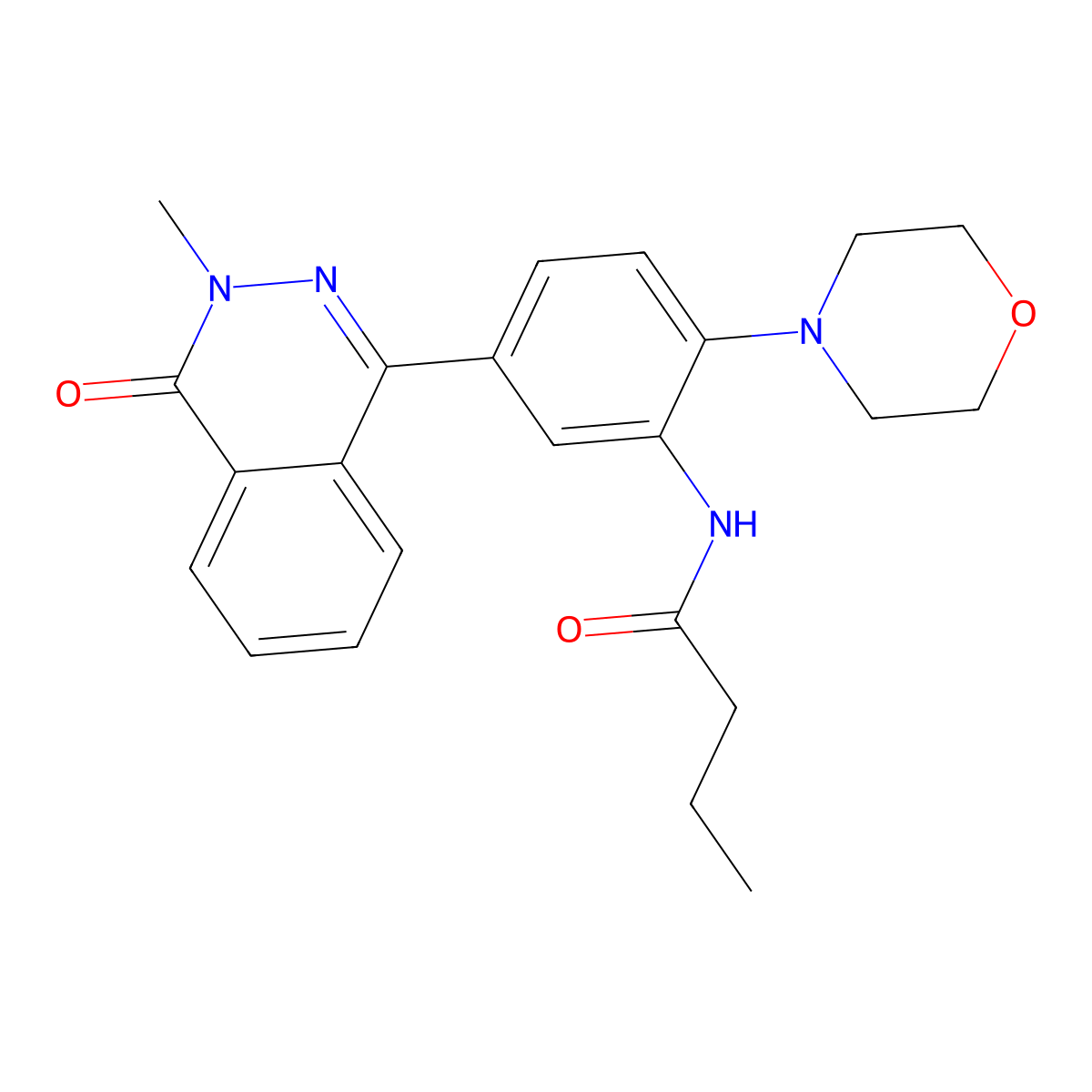N-[5-(3-methyl-4-oxophthalazin-1-yl)-2-morpholin-4-ylphenyl]butanamide molecular structure, CAS 684235-26-5