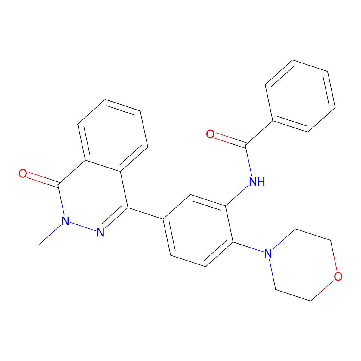 N-[5-(3-methyl-4-oxophthalazin-1-yl)-2-morpholin-4-ylphenyl]benzamide molecular structure, CAS 684235-27-6