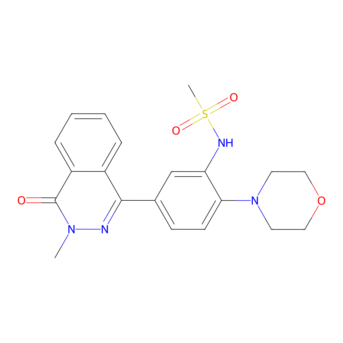 N-[5-(3-methyl-4-oxophthalazin-1-yl)-2-morpholin-4-ylphenyl]methanesulfonamide molecular structure, CAS 684235-33-4