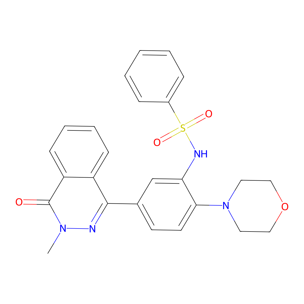 N-[5-(3-methyl-4-oxophthalazin-1-yl)-2-morpholin-4-ylphenyl]benzenesulfonamide molecular structure, CAS 684235-35-6