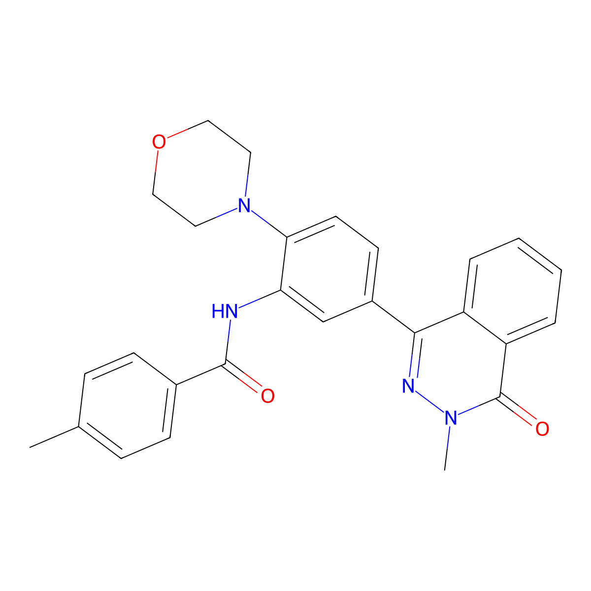 4-methyl-N-[5-(3-methyl-4-oxo-3,4-dihydrophthalazin-1-yl)-2-(morpholin-4-yl)phenyl]benzamide molecular structure, CAS 684235-40-3