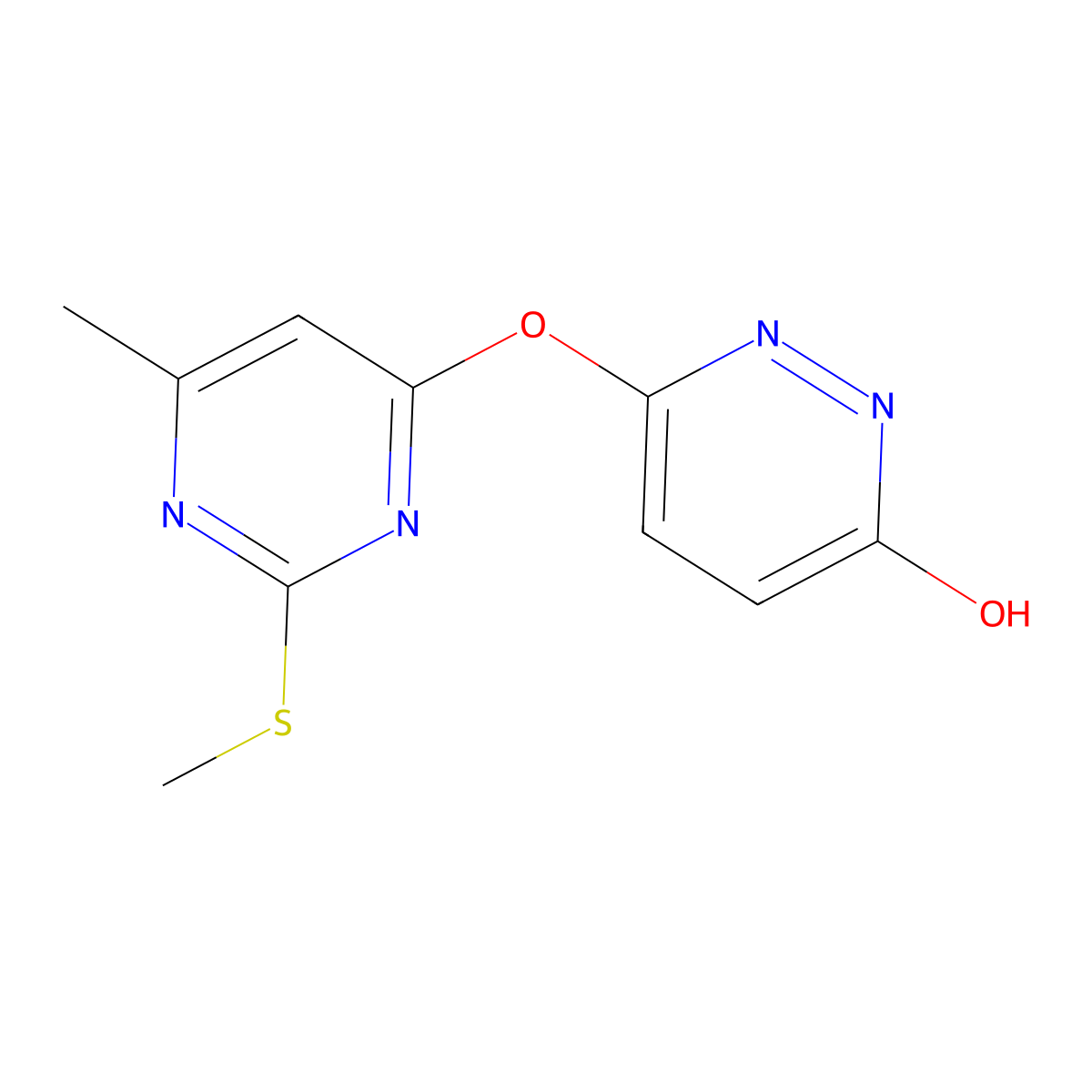 6-{[6-Methyl-2-(methylsulfanyl)pyrimidin-4-yl]oxy}pyridazin-3-ol molecular structure, CAS 684235-47-0