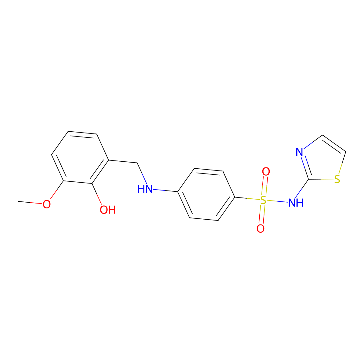 4-[(2-hydroxy-3-methoxyphenyl)methylamino]-N-(1,3-thiazol-2-yl)benzenesulfonamide molecular structure, CAS 684236-01-9