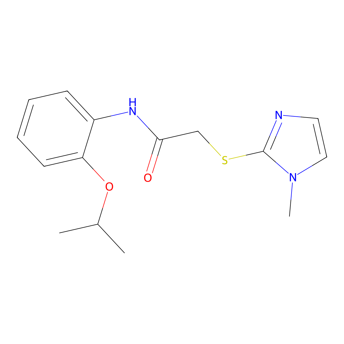 2-(1-methylimidazol-2-yl)sulfanyl-N-(2-propan-2-yloxyphenyl)acetamide molecular structure, CAS 684237-72-7