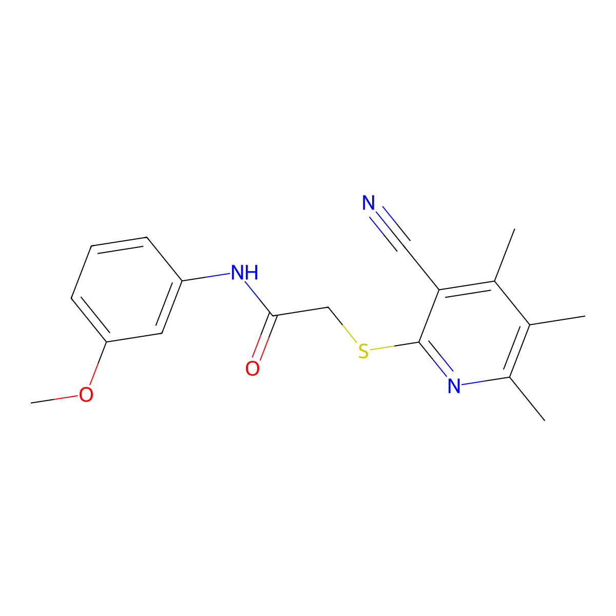 2-(3-cyano-4,5,6-trimethylpyridin-2-yl)sulfanyl-N-(3-methoxyphenyl)acetamide molecular structure, CAS 684237-81-8
