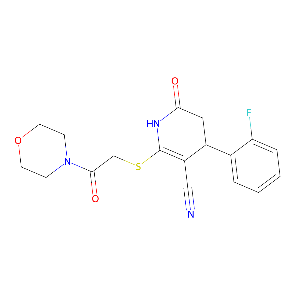 4-(2-Fluorophenyl)-2-{[2-(morpholin-4-yl)-2-oxoethyl]sulfanyl}-6-oxo-1,4,5,6-tetrahydropyridine-3-carbonitrile molecular structure, CAS 684238-03-7