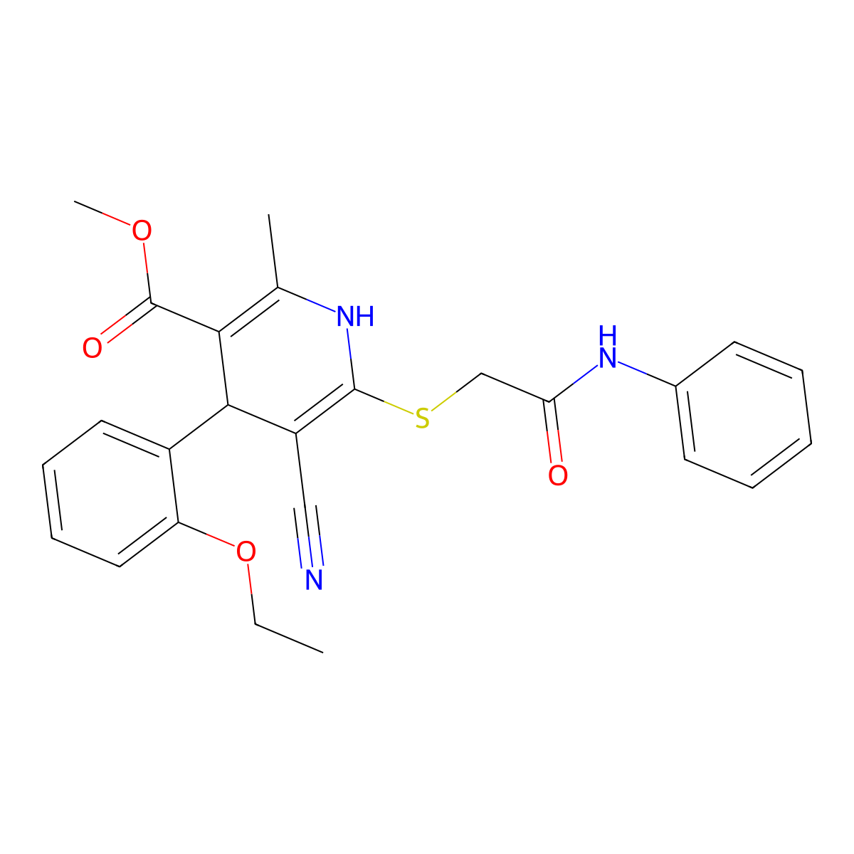 Methyl 6-(2-anilino-2-oxoethyl)sulfanyl-5-cyano-4-(2-ethoxyphenyl)-2-methyl-1,4-dihydropyridine-3-carboxylate molecular structure, CAS 684238-13-9