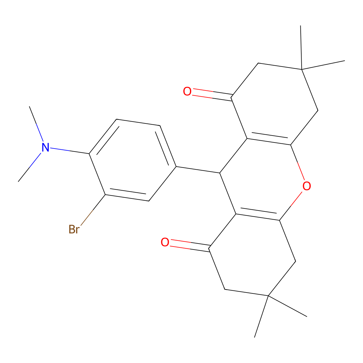 9-[3-bromo-4-(dimethylamino)phenyl]-3,3,6,6-tetramethyl-3,4,5,6,7,9-hexahydro-1H-xanthene-1,8(2H)-dione molecular structure, CAS 684238-38-8