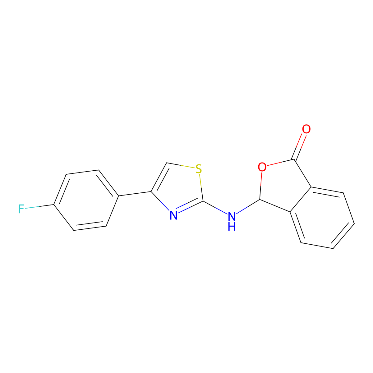 3-[[4-(4-fluorophenyl)-1,3-thiazol-2-yl]amino]-3H-2-benzofuran-1-one molecular structure, CAS 684238-80-0