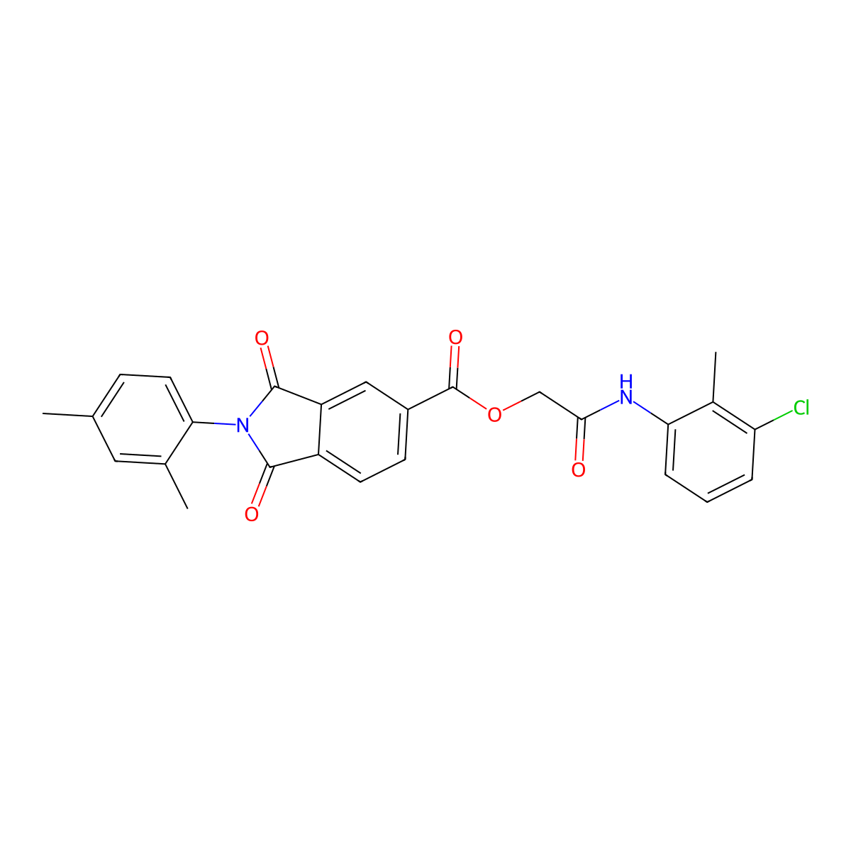 [2-(3-Chloro-2-methylanilino)-2-oxoethyl] 2-(2,4-dimethylphenyl)-1,3-dioxoisoindole-5-carboxylate molecular structure, CAS 6843-09-0