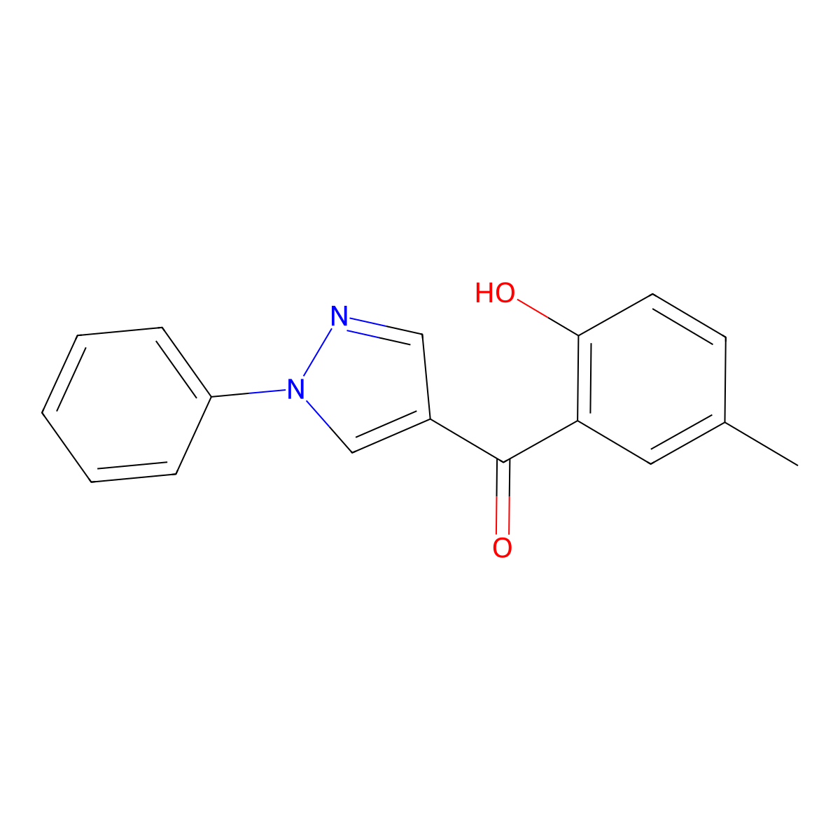 (2-hydroxy-5-methylphenyl)(1-phenyl-1H-pyrazol-4-yl)methanone molecular structure, CAS 68430-93-3