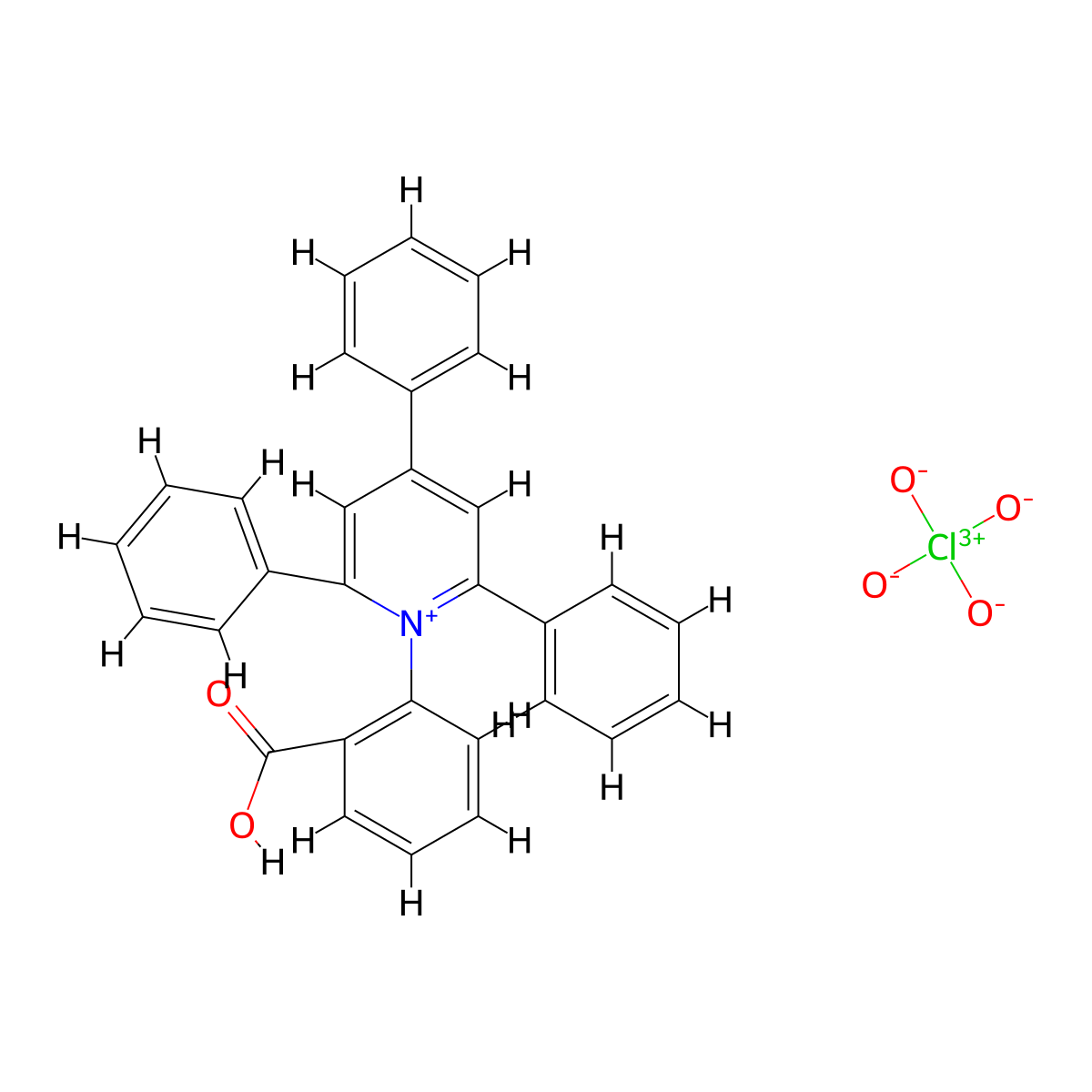 1-(2-Carboxyphenyl)-2,4,6-triphenylpyridinium perchlorate molecular structure, CAS 68435-94-9