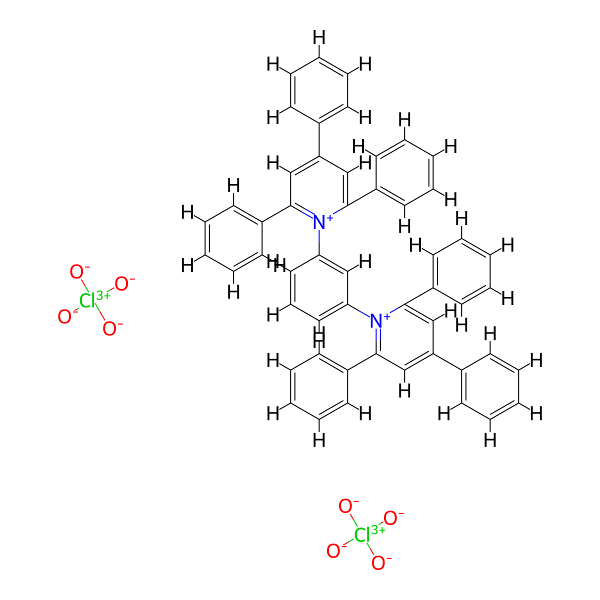 1,1'-(1,3-Phenylene)bis(2,4,6-triphenylpyridinium) diperchlorate molecular structure, CAS 68436-02-2