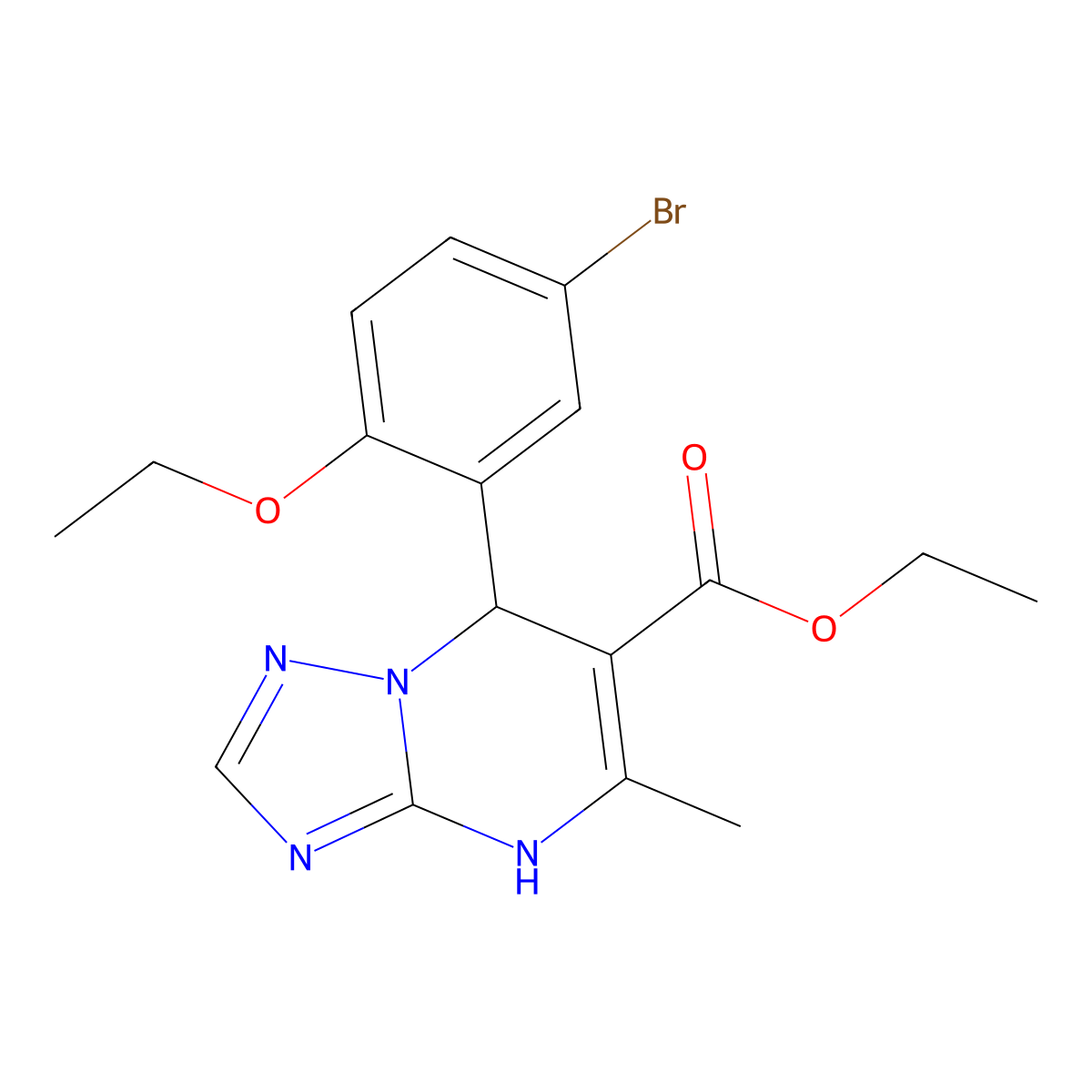 Ethyl 7-(5-bromo-2-ethoxyphenyl)-5-methyl-4,7-dihydro[1,2,4]triazolo[1,5-a]pyrimidine-6-carboxylate molecular structure, CAS 6844-40-2