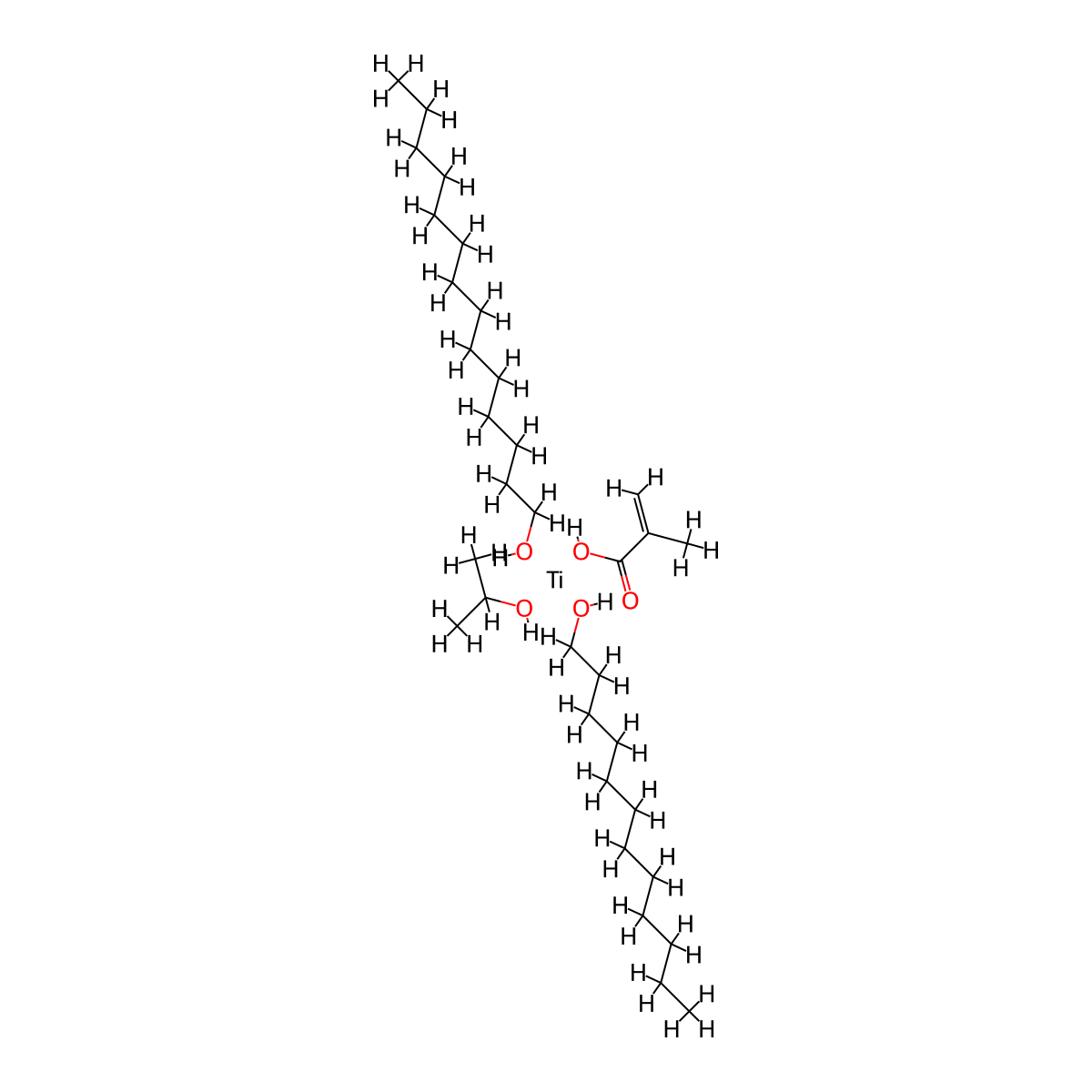 Titanium, (dodecyloxy)(2-methyl-2-propenoato)(2-propanolato)(1-tetradecanolato)-, (T-4)- molecular structure, CAS 68443-58-3