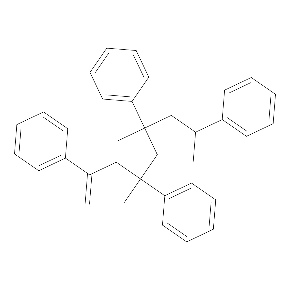 Benzene, 1,1',1'',1'''-(1,3,5-trimethyl-7-methylene-1,3,5,7-heptanetetrayl)tetrakis- molecular structure, CAS 68443-60-7