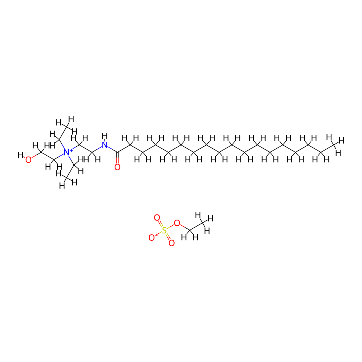 Ethanaminium, N,N-diethyl-N-(2-hydroxyethyl)-2-[(1-oxooctadecyl)amino]-, ethyl sulfate (1:1) molecular structure, CAS 68443-92-5