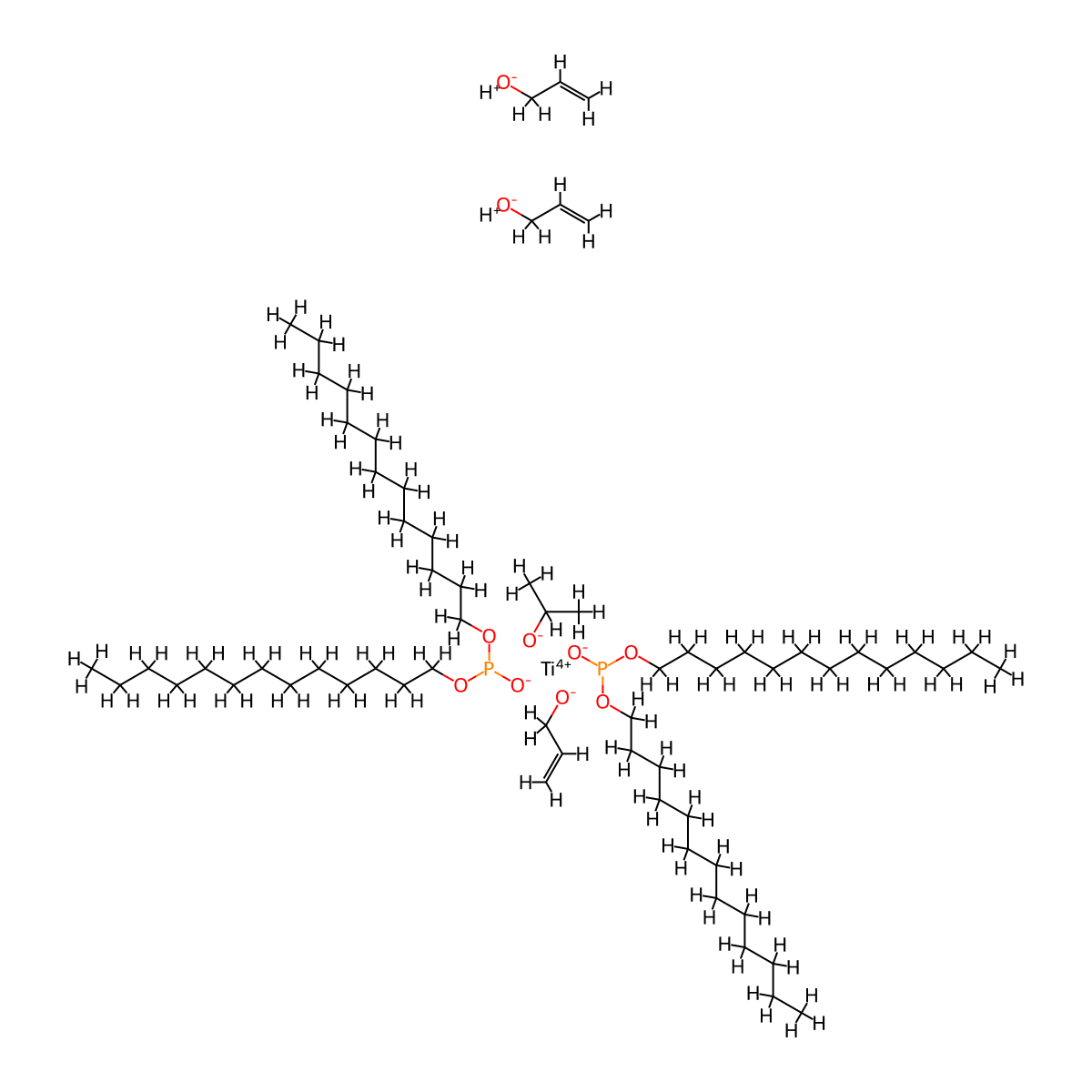 Titanate(2-), bis(ditridecyl phosphito-kappaO'')(2-propanolato)tris(2-propen-1-olato)-, hydrogen (1:2) molecular structure, CAS 68443-94-7