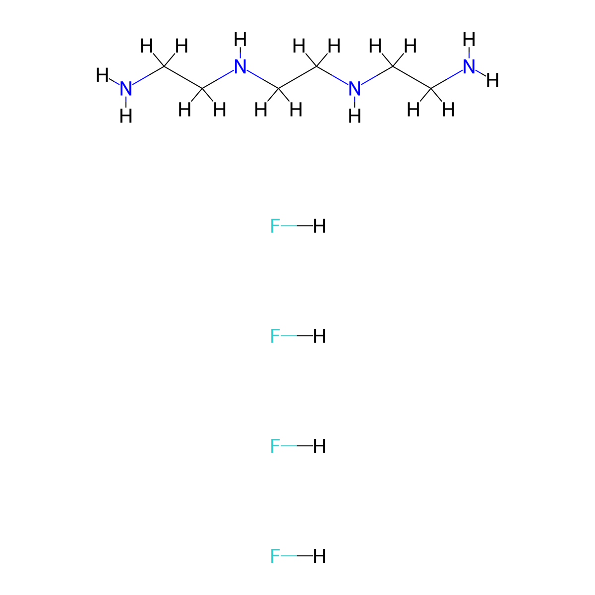 1,2-Ethanediamine, N1,N2-bis(2-aminoethyl)-, hydrofluoride (1:4) molecular structure, CAS 68444-13-3
