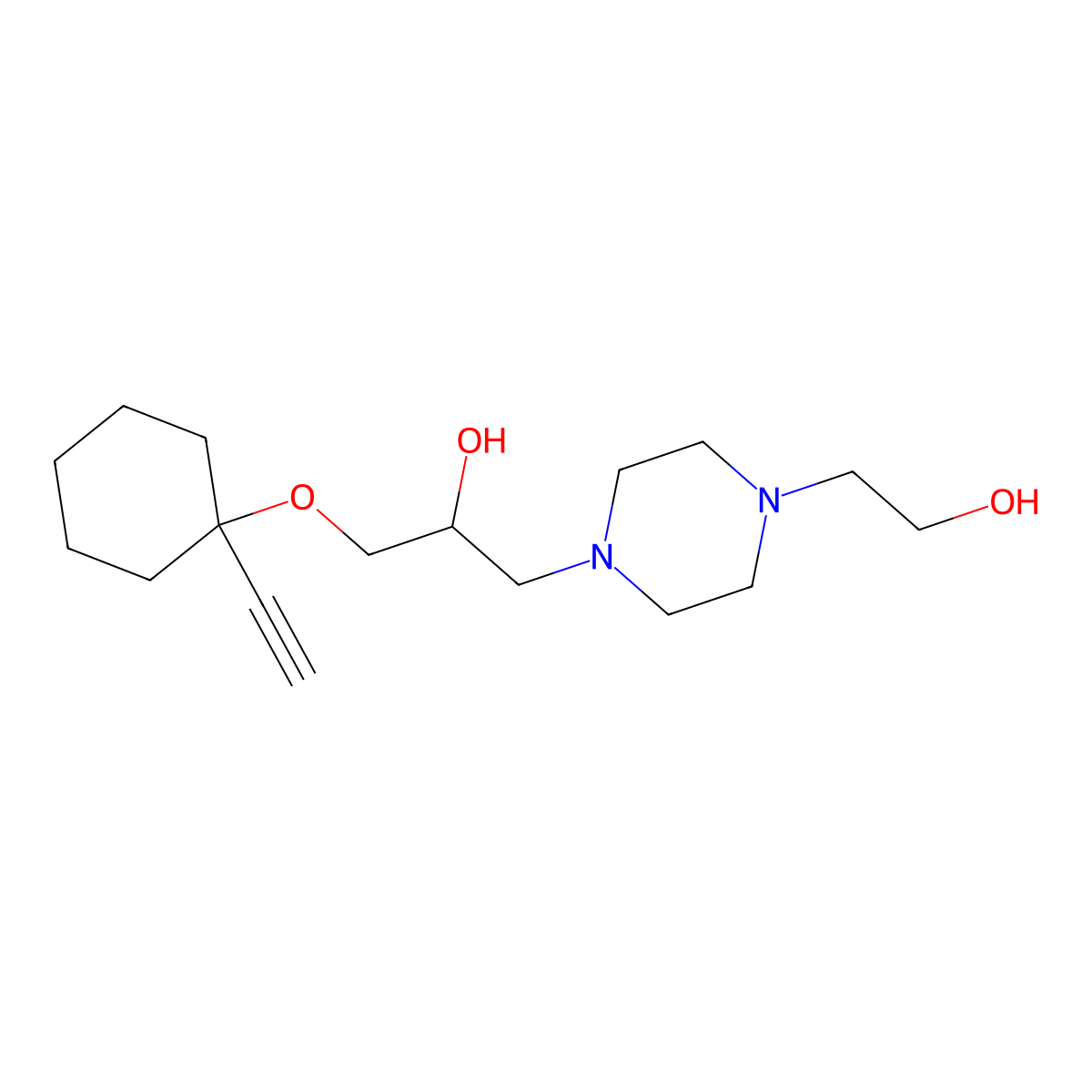 1-[(1-Ethynylcyclohexyl)oxy]-3-[4-(2-hydroxyethyl)piperazin-1-yl]propan-2-ol molecular structure, CAS 68453-61-2