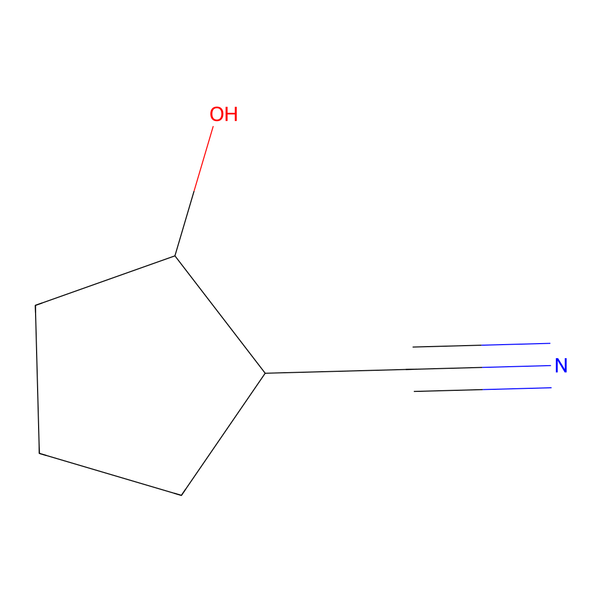 trans-2-Hydroxycyclopentane-1-carbonitrile molecular structure, CAS 68455-39-0