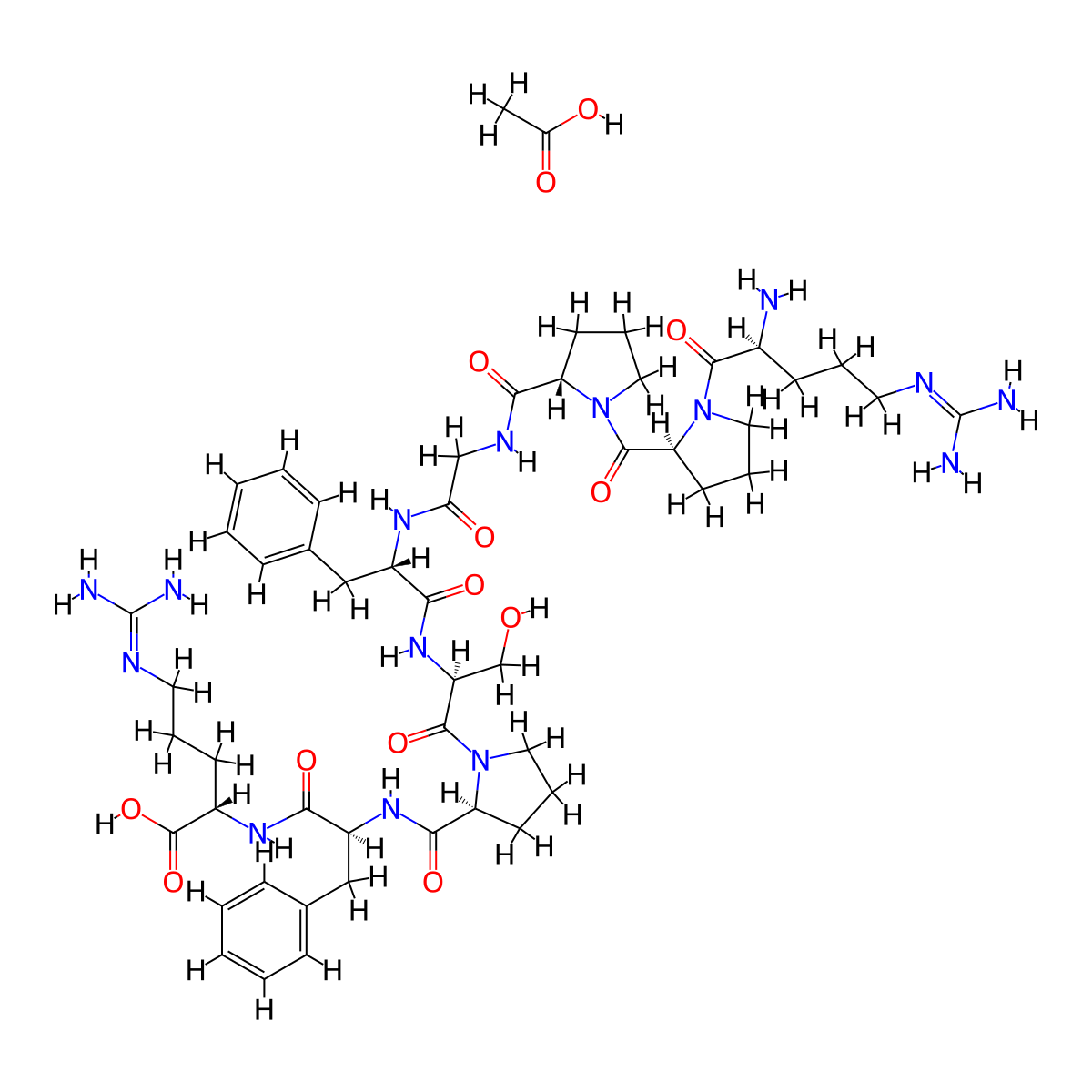 Bradykinin acetate salt molecular structure, CAS 6846-03-3