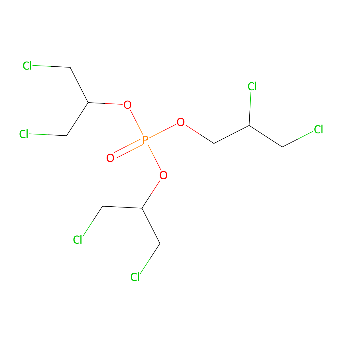 Bis(2-chloro-1-(chloromethyl)ethyl) 2,3-dichloropropyl phosphate molecular structure, CAS 68460-03-7