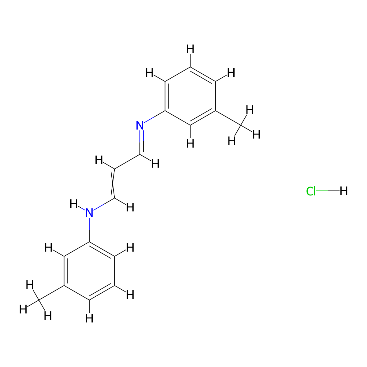 3-methyl-N-[3-(3-methylphenyl)iminoprop-1-enyl]aniline;hydrochloride molecular structure, CAS 68460-09-3