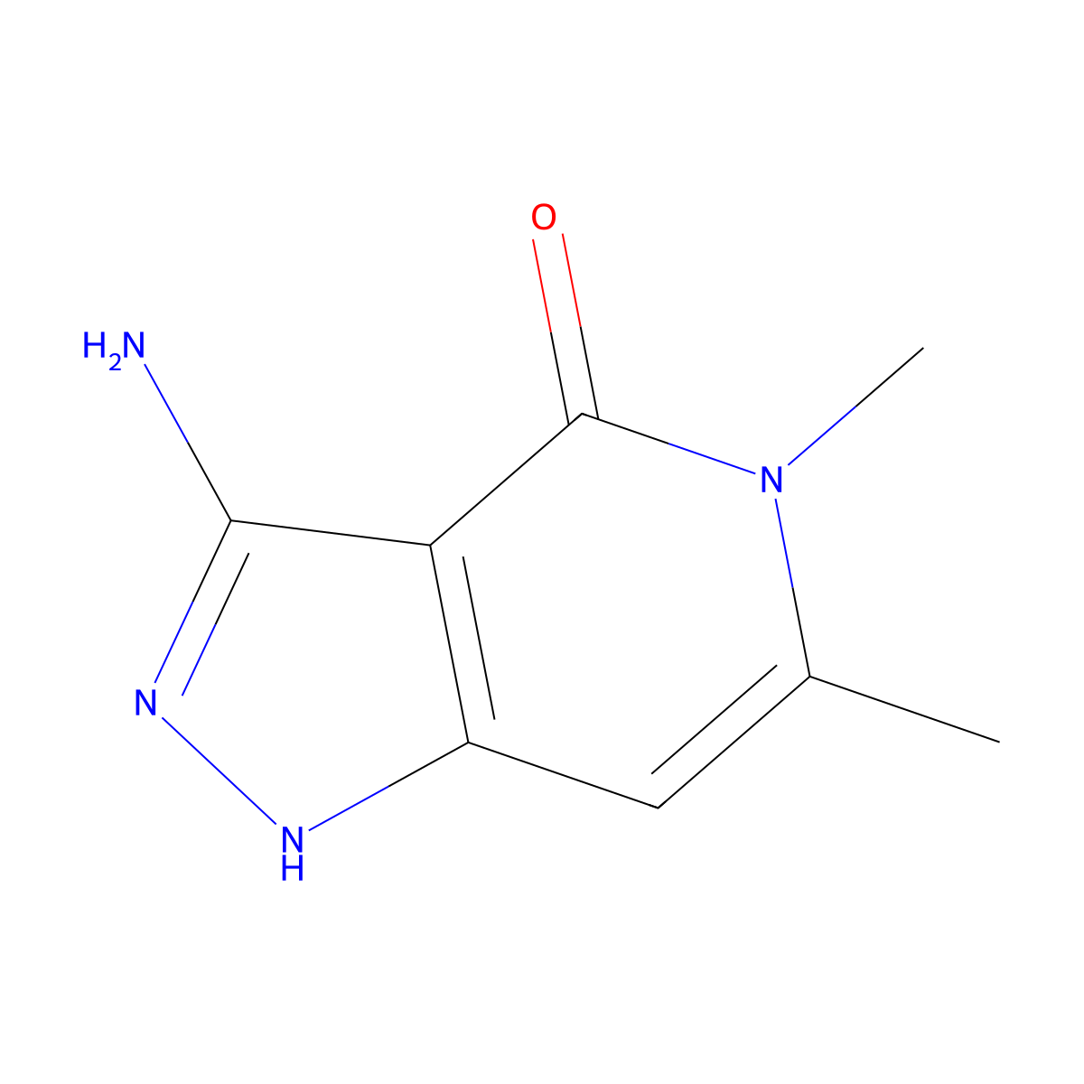 3-amino-5,6-dimethyl-1H,4H,5H-pyrazolo[4,3-c]pyridin-4-one molecular structure, CAS 68464-91-5