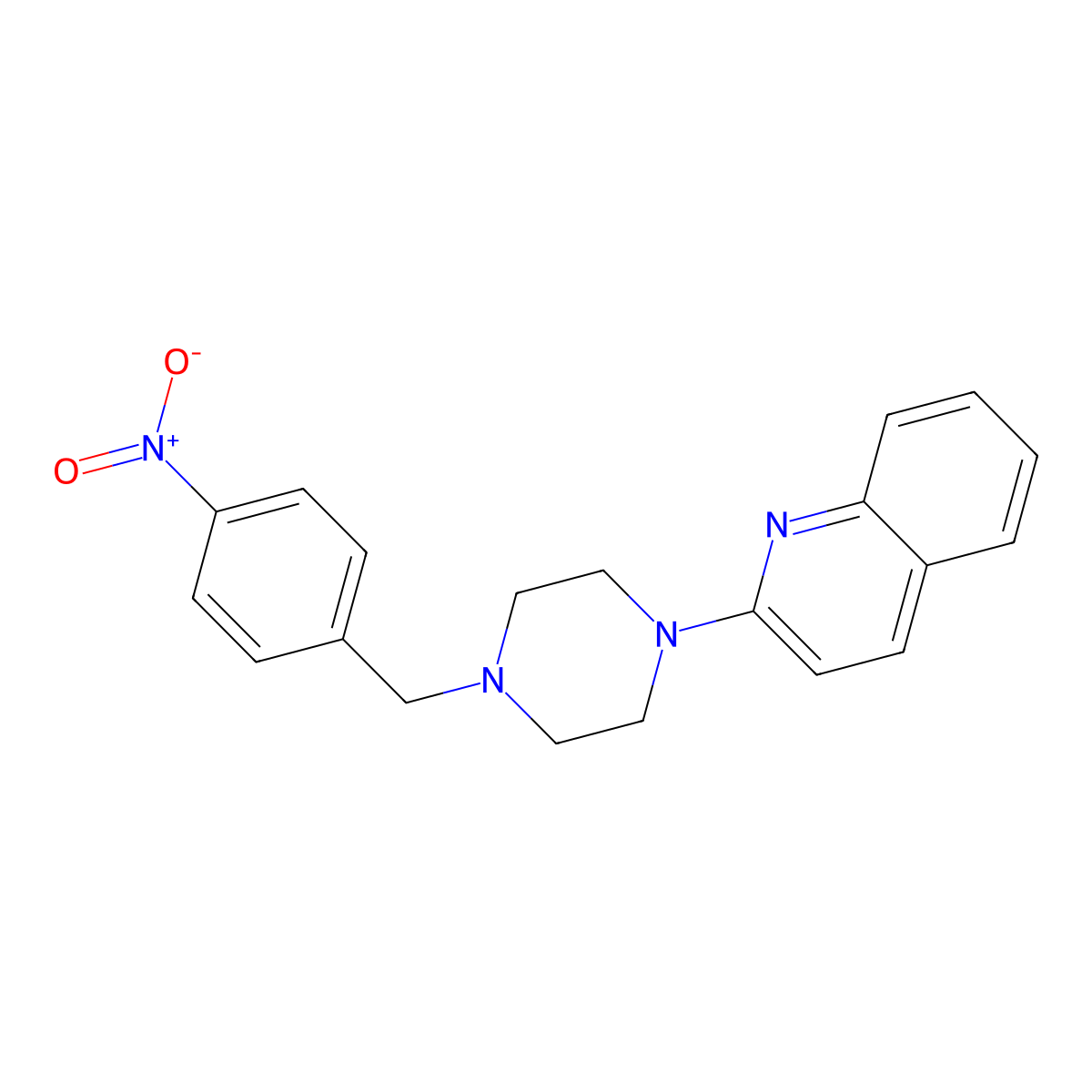 2-(4-((4-Nitrophenyl)methyl)-1-piperazinyl)quinoline molecular structure, CAS 684646-73-9