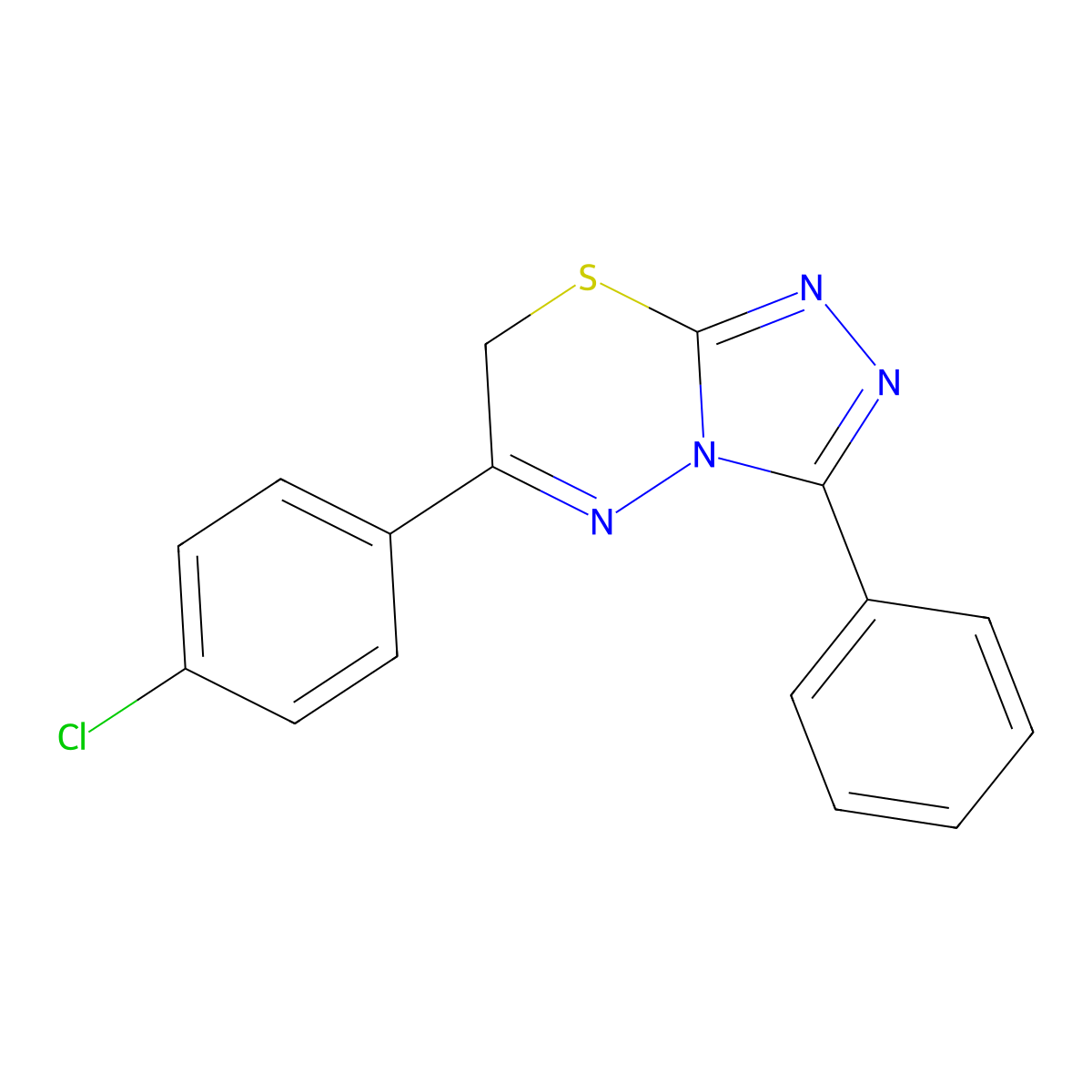 6-(4-chlorophenyl)-3-phenyl-7H-[1,2,4]triazolo[3,4-b][1,3,4]thiadiazine molecular structure, CAS 68469-05-6