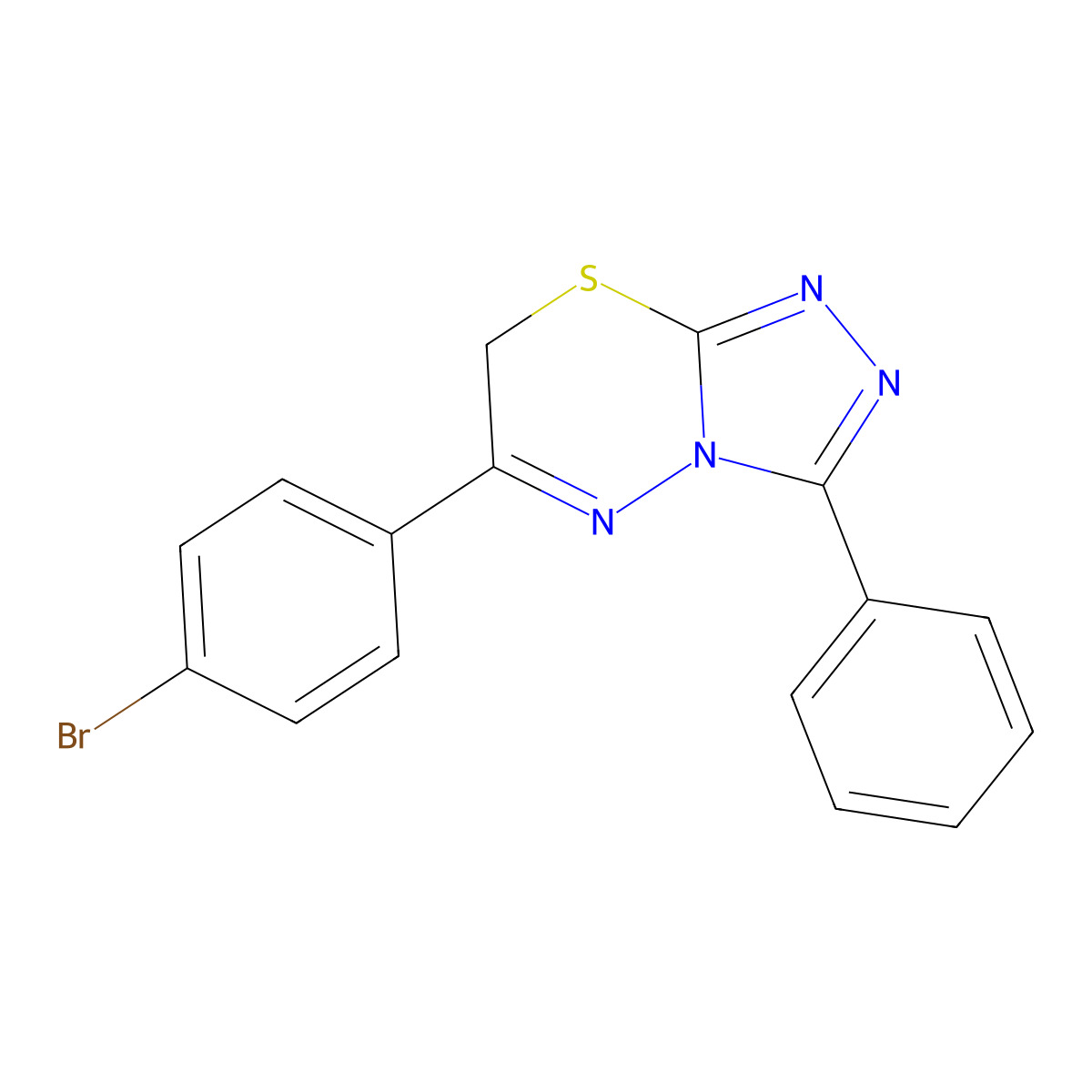 6-(4-bromophenyl)-3-phenyl-7H-[1,2,4]triazolo[3,4-b][1,3,4]thiadiazine molecular structure, CAS 68469-06-7