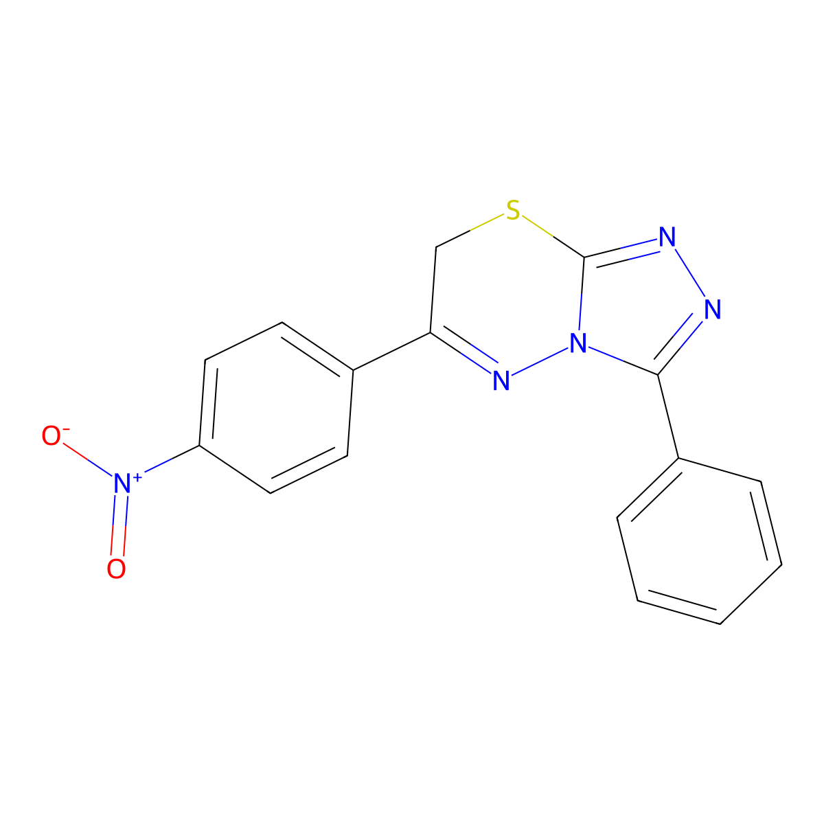 6-(4-nitrophenyl)-3-phenyl-7H-[1,2,4]triazolo[3,4-b][1,3,4]thiadiazine molecular structure, CAS 68469-07-8