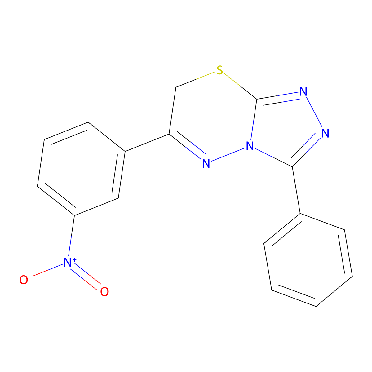 6-(3-nitrophenyl)-3-phenyl-7H-[1,2,4]triazolo[3,4-b][1,3,4]thiadiazine molecular structure, CAS 68469-08-9