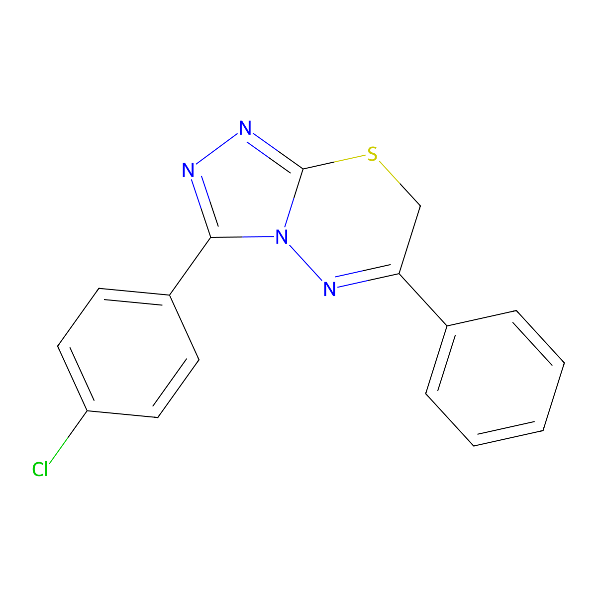 3-(4-chlorophenyl)-6-phenyl-7H-[1,2,4]triazolo[3,4-b][1,3,4]thiadiazine molecular structure, CAS 68469-09-0