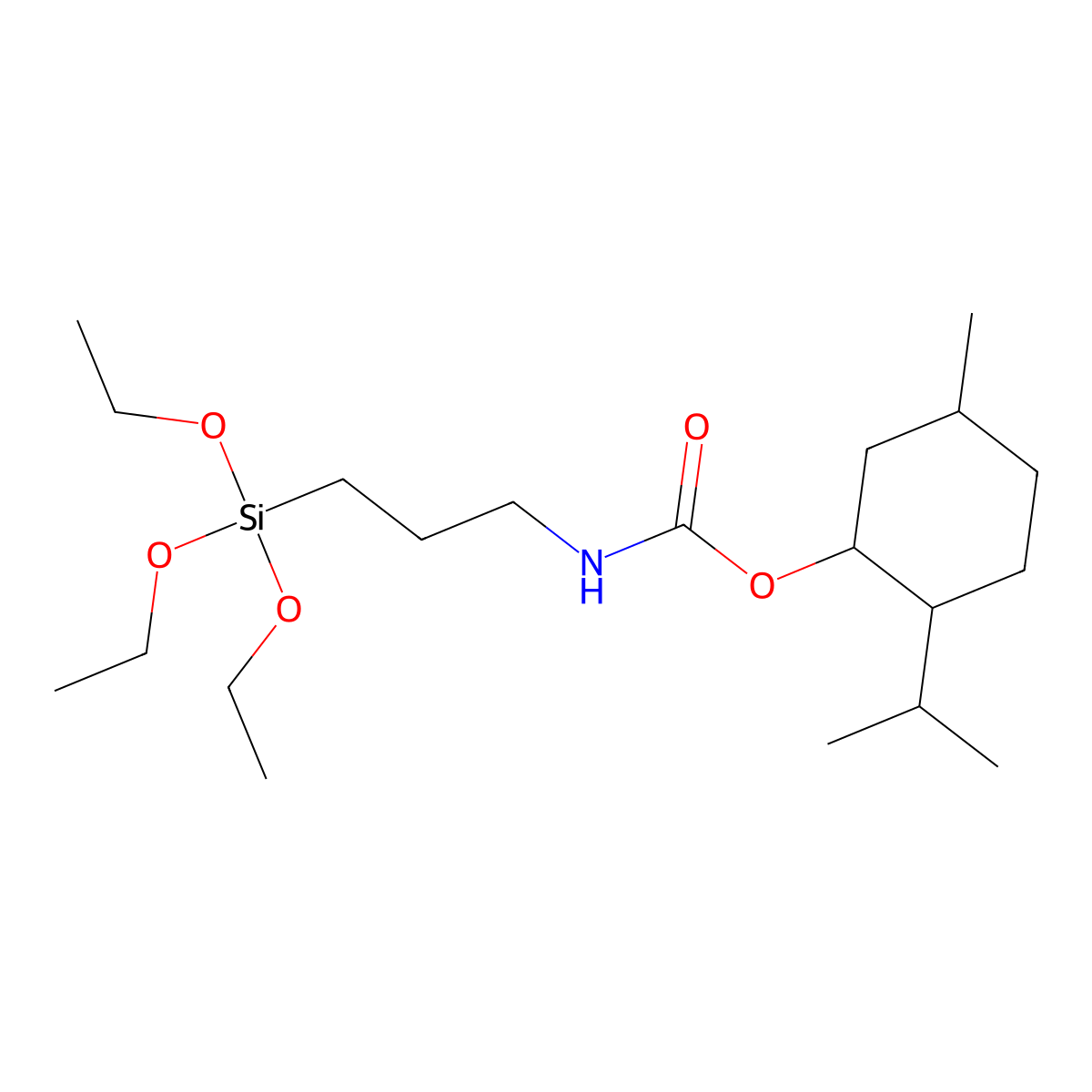 Carbamic acid, N-[3-(triethoxysilyl)propyl]-, 5-methyl-2-(1-methylethyl)cyclohexyl ester molecular structure, CAS 68479-61-8