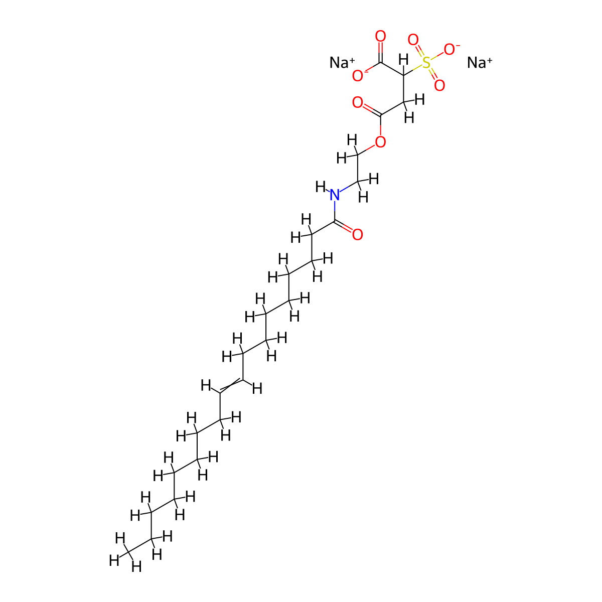 Butanedioic acid, sulfo-, mono[2-[[(9Z)-1-oxo-9-octadecenyl]amino]ethyl] ester, disodium salt molecular structure, CAS 68479-64-1