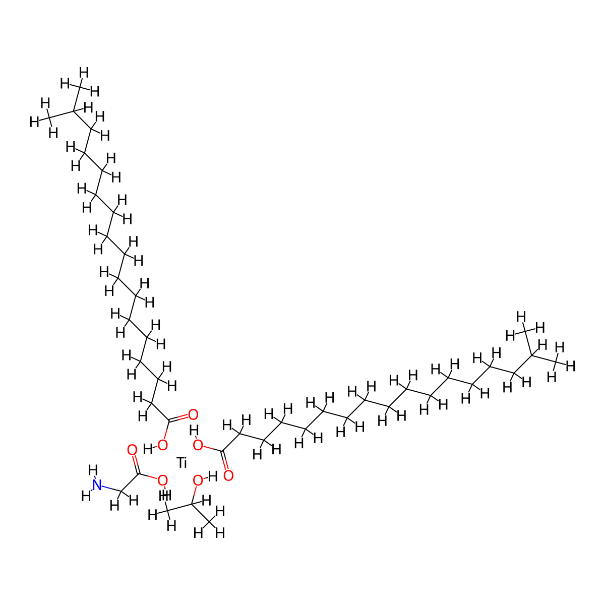 Titanium, (glycinato-kappaN,kappaO)bis(isooctadecanoato-kappaO)(2-propanolato)- molecular structure, CAS 68479-74-3
