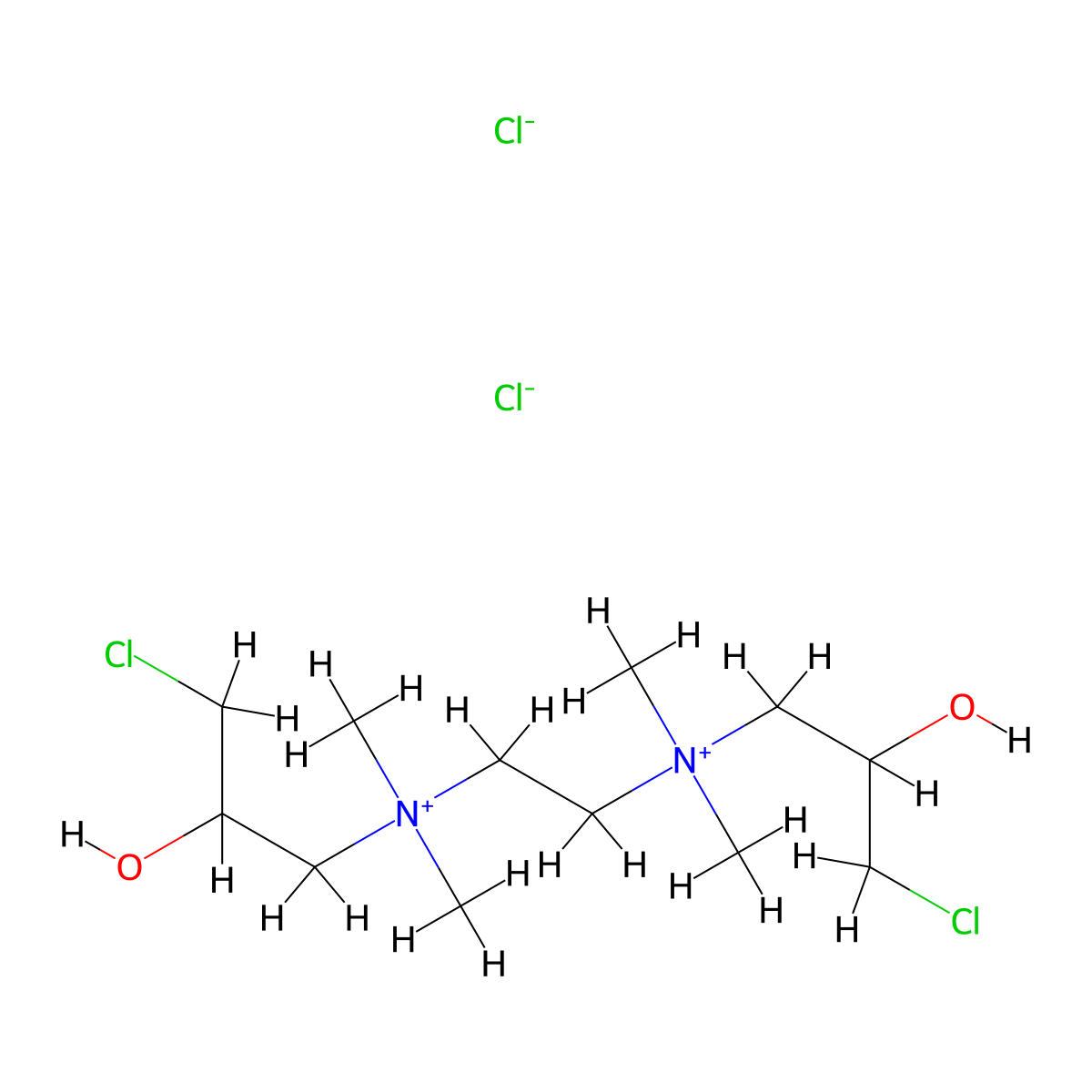 1,2-Ethanediaminium, N1,N2-bis(3-chloro-2-hydroxypropyl)-N1,N1,N2,N2-tetramethyl-, chloride (1:2) molecular structure, CAS 68479-76-5
