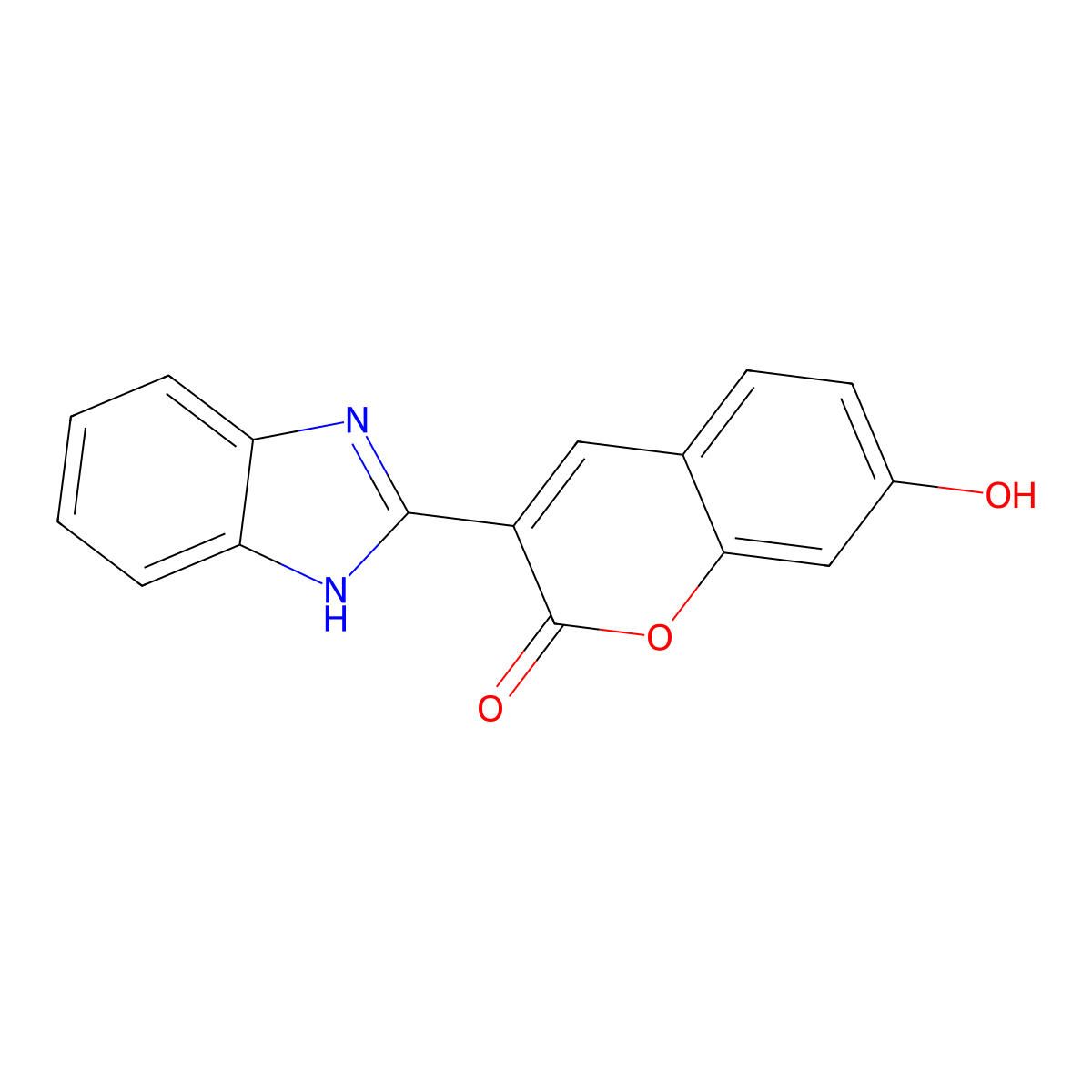 2H-1-Benzopyran-2-one, 3-(1H-benzimidazol-2-yl)-7-hydroxy- molecular structure, CAS 68482-66-6