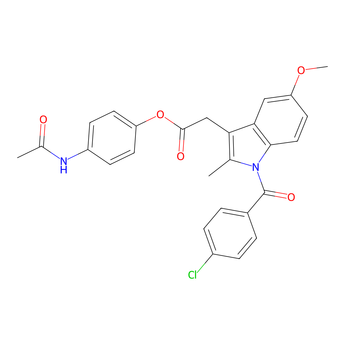 4-(Acetylamino)phenyl 1-(4-chlorobenzoyl)-5-methoxy-2-methyl-1H-indole-3-acetate molecular structure, CAS 68483-33-0