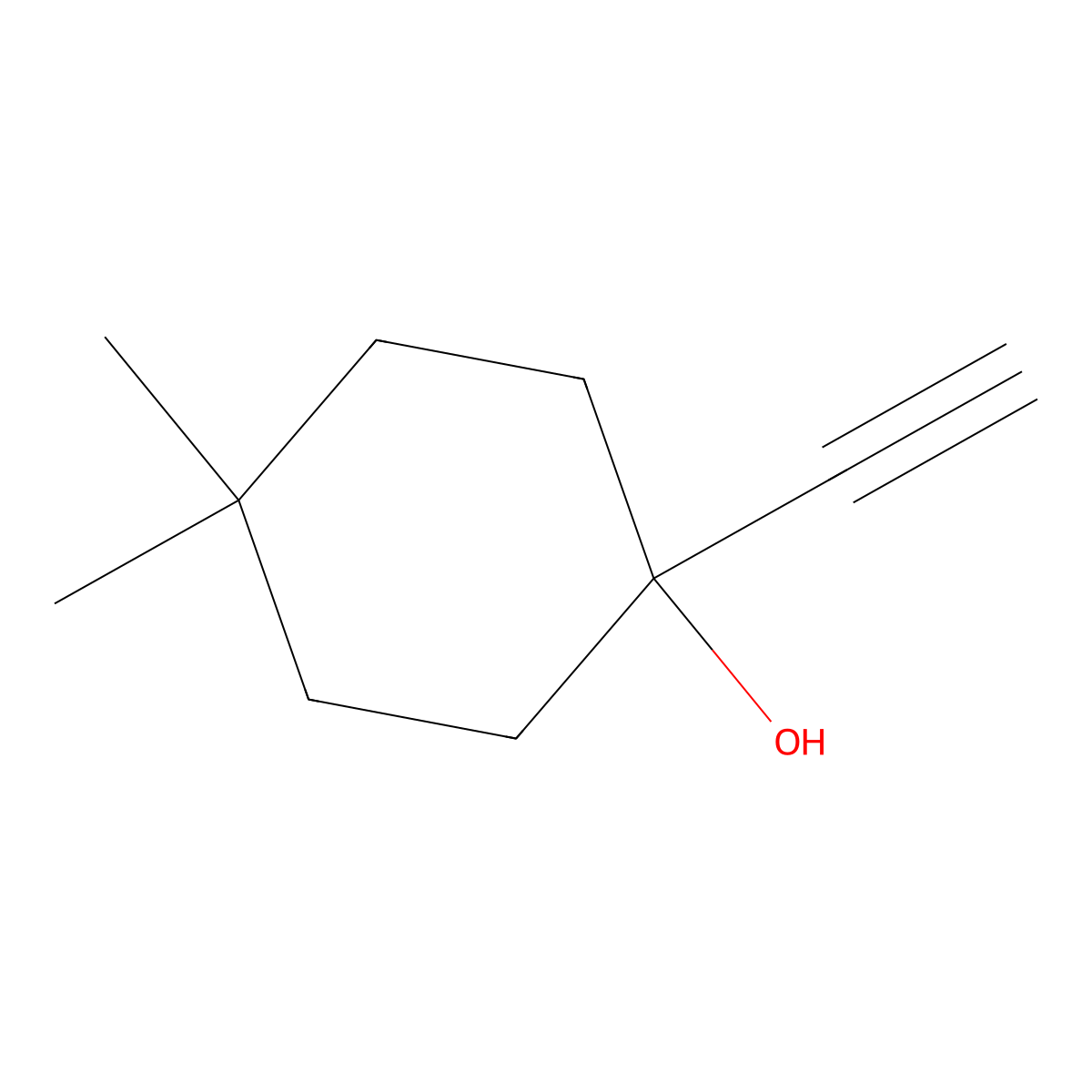 1-Ethynyl-4,4-dimethylcyclohexan-1-ol molecular structure, CAS 68483-62-5