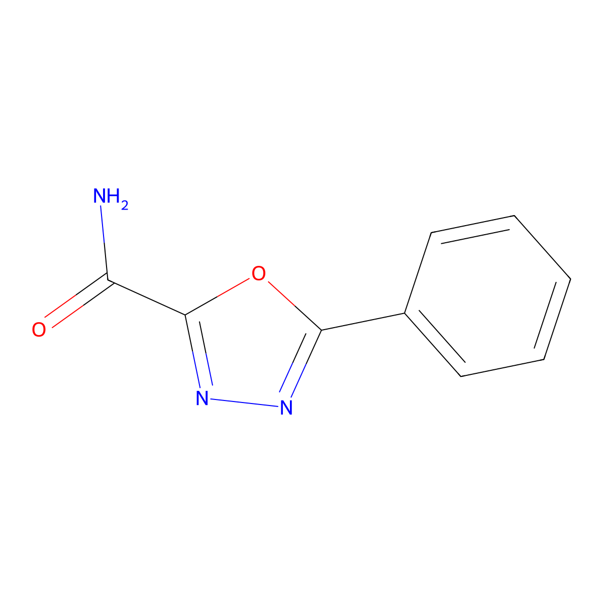 5-Phenyl-1,3,4-oxadiazole-2-carboxamide molecular structure, CAS 68496-74-2