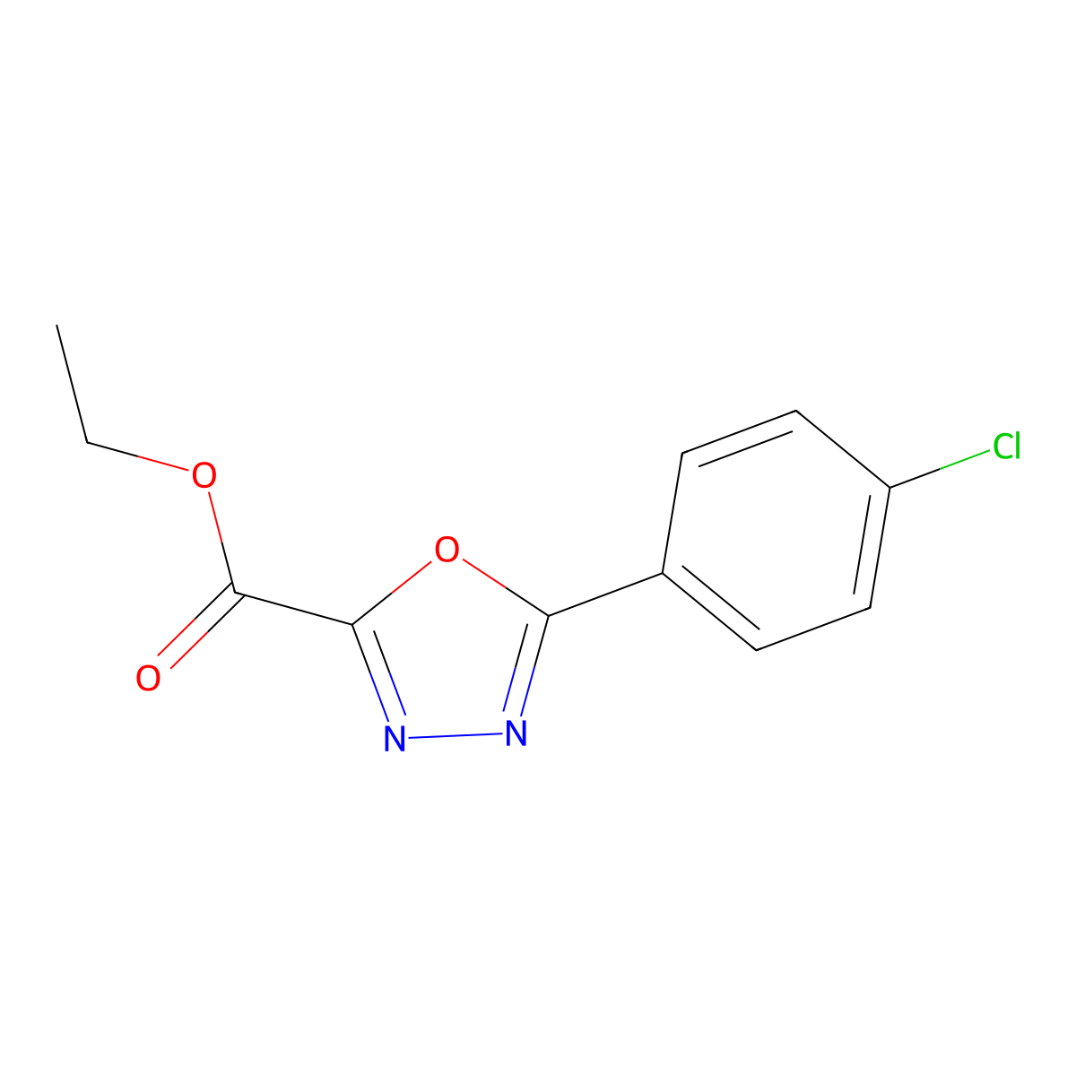 Ethyl 5-(4-chlorophenyl)-1,3,4-oxadiazole-2-carboxylate molecular structure, CAS 68496-88-8