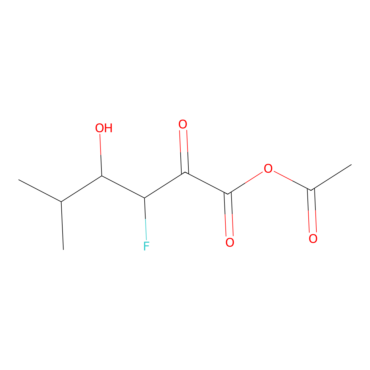 Acetic 3-fluoro-4-hydroxy-5-methyl-2-oxohexanoic anhydride molecular structure, CAS 685-75-6